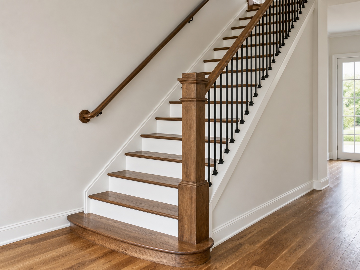 Complete staircase with numbered markers identifying its main parts